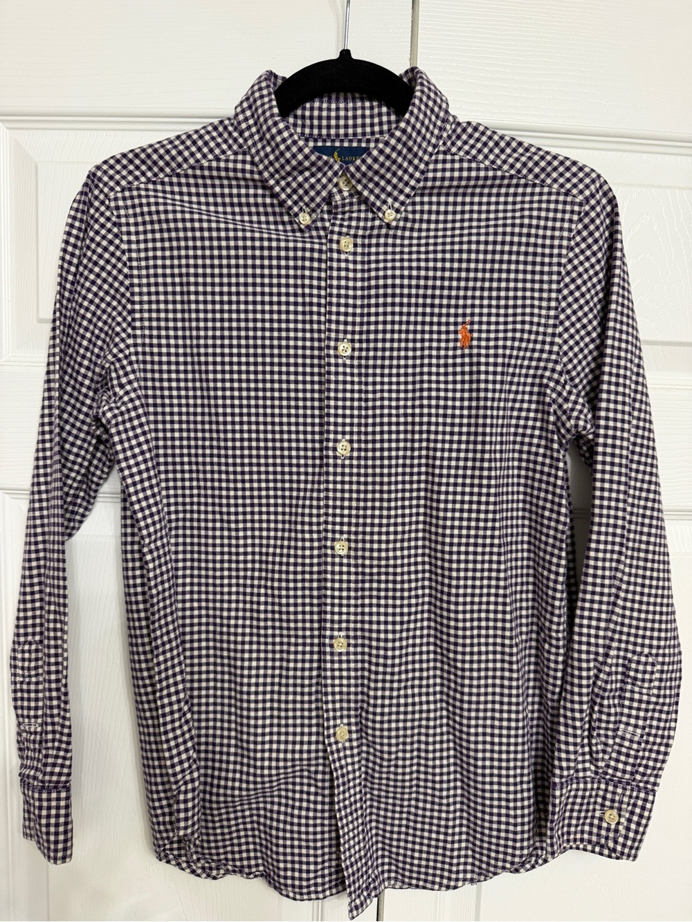 Ralph Lauren Navy and White Gingham Button-Down Shirt